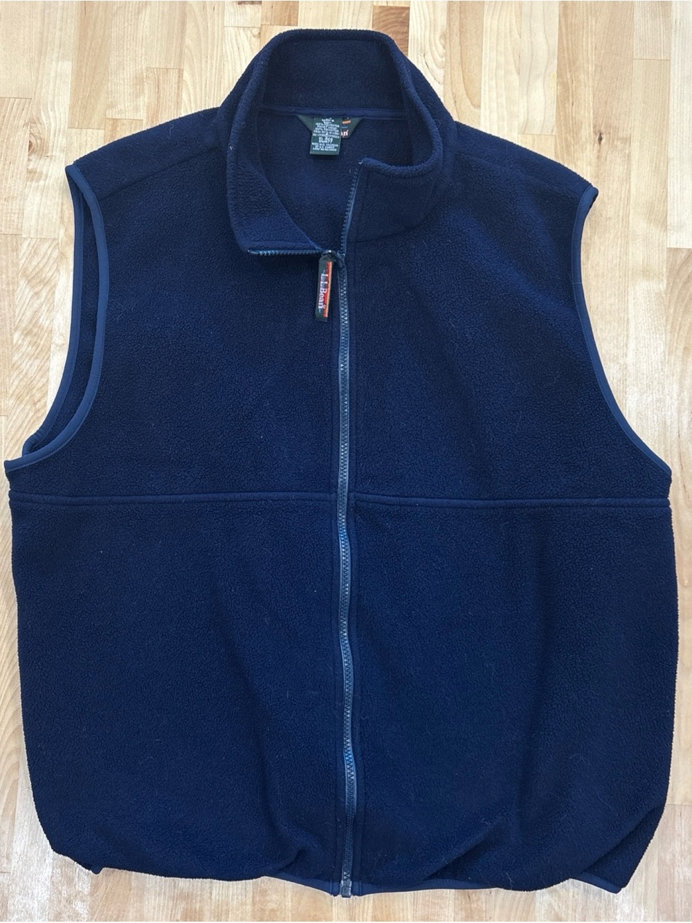 L.L. Bean Mens XL Polartec Vest Navy Blue Fleece Full Zip Mock Neck